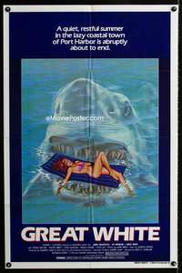 b489 GREAT WHITE style A one-sheet movie poster '82 great shark image!