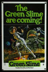 b493 GREEN SLIME one-sheet movie poster '69 classic cheesy sci-fi movie!