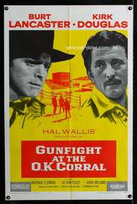 b501 GUNFIGHT AT THE OK CORRAL one-sheet movie poster '57 Burt Lancaster