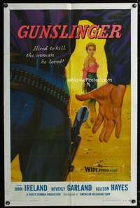 b504 GUNSLINGER one-sheet movie poster '56 Beverly Garland, cool image!