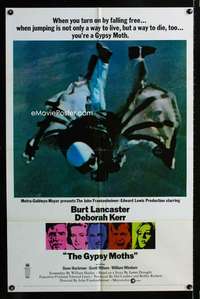 b507 GYPSY MOTHS style B one-sheet movie poster '69 Frankenheimer, skydiving
