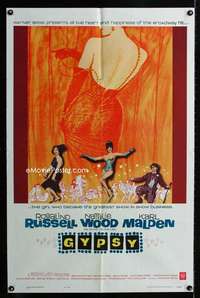 b505 GYPSY one-sheet movie poster '62 Rosalind Russell, Natalie Wood