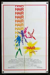 b508 HAIR one-sheet movie poster '79 Milos Forman, Treat Williams, musical