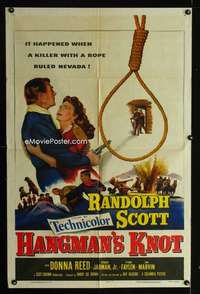b516 HANGMAN'S KNOT one-sheet movie poster '52 Randolph Scott, Donna Reed