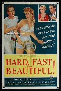 b522 HARD, FAST & BEAUTIFUL one-sheet movie poster '51 Ida Lupino, tennis!
