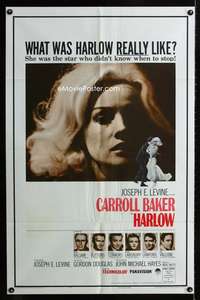 b524 HARLOW one-sheet movie poster '65 Carroll Baker as Jean!