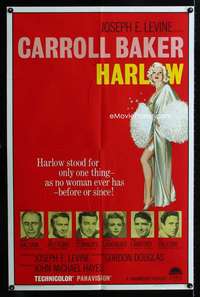 b525 HARLOW one-sheet movie poster '65 sexy artwork of Carroll Baker!