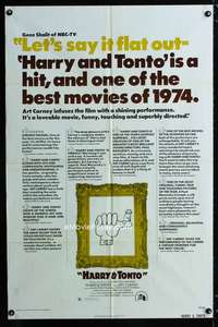 b527 HARRY & TONTO reviews style one-sheet movie poster '74 Art Carney