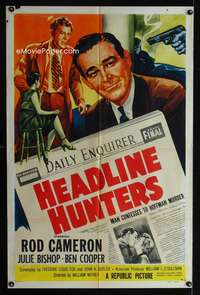 b533 HEADLINE HUNTERS one-sheet movie poster '55 Rod Cameron, Julie Bishop