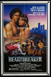 b535 HEARTBREAKER style B one-sheet movie poster '82 he's a lover & fighter!