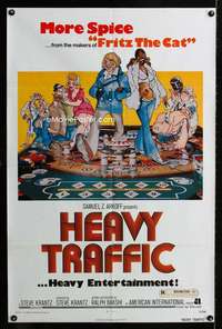 b538 HEAVY TRAFFIC one-sheet movie poster '73 Ralph Bakshi adult cartoon!