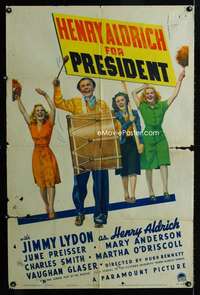 b544 HENRY ALDRICH FOR PRESIDENT one-sheet movie poster '41 Jimmy Lydon
