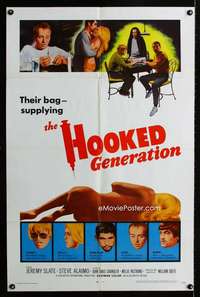b555 HOOKED GENERATION one-sheet movie poster '68 wild drug needle image!