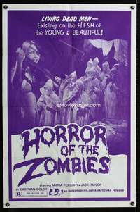 b557 HORROR OF THE ZOMBIES one-sheet movie poster '74 pretty young flesh!