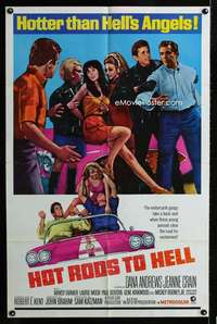b560 HOT RODS TO HELL one-sheet movie poster '67 Hotter than Hell's Angels!