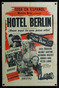 b563 HOTEL BERLIN Spanish/U.S. one-sheet movie poster '45 Helmut Dantine, King