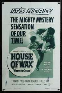 b565 HOUSE OF WAX 2-D one-sheet movie poster '53 Vincent Price, Bronson