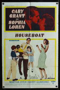 b566 HOUSEBOAT one-sheet movie poster '58 Cary Grant, Sophia Loren