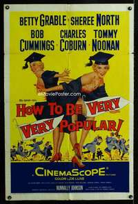 b569 HOW TO BE VERY POPULAR one-sheet movie poster '55 Betty Grable, North
