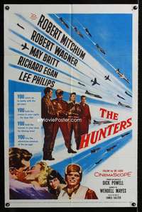 b572 HUNTERS one-sheet movie poster '58 Robert Mitchum, Robert Wagner