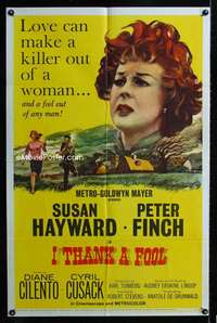 b576 I THANK A FOOL one-sheet movie poster '62 Susan Hayward, Peter Finch