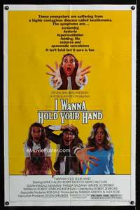 b577 I WANNA HOLD YOUR HAND one-sheet movie poster '78 Zemeckis, Beatles!