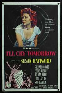 b581 I'LL CRY TOMORROW one-sheet movie poster '55 Susan Hayward, Conte