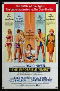 b582 IMPOSSIBLE YEARS one-sheet movie poster '68 David Niven, Ferrare