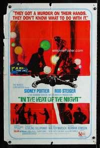b584 IN THE HEAT OF THE NIGHT one-sheet movie poster '67 Sidney Poitier