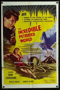 b588 INCREDIBLE PETRIFIED WORLD one-sheet movie poster '59 sexy Coates!