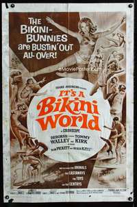 b595 IT'S A BIKINI WORLD one-sheet movie poster '67 surfers & sexy girls!