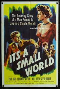 b596 IT'S A SMALL WORLD one-sheet movie poster '50 wacky bizarre comedy!