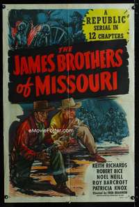 b597 JAMES BROTHERS OF MISSOURI one-sheet movie poster '49 entire serial!