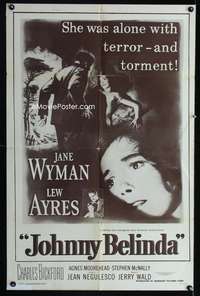 b603 JOHNNY BELINDA one-sheet movie poster R56 Jane Wyman, Lew Ayres