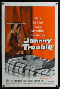 b604 JOHNNY TROUBLE one-sheet movie poster '57 Barrymore in girl trouble!