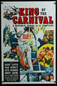 b613 KING OF THE CARNIVAL one-sheet movie poster '55 circus serial!