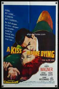 b615 KISS BEFORE DYING one-sheet movie poster '56 Robert Wagner, Woodward