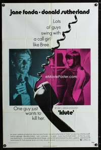 b618 KLUTE one-sheet movie poster '71 Jane Fonda, Donald Sutherland