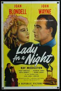 b623 LADY FOR A NIGHT one-sheet movie poster R50 John Wayne, Joan Blondell