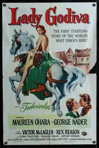b624 LADY GODIVA one-sheet movie poster '55 super sexy Maureen O'Hara!