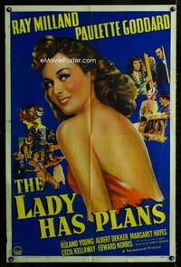 b625 LADY HAS PLANS one-sheet movie poster '42 sexy Paulette Goddard!