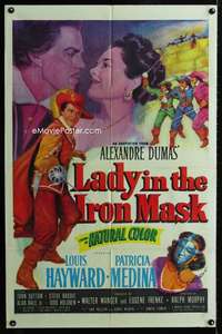 b626 LADY IN THE IRON MASK one-sheet movie poster '52 Louis Hayward, Medina