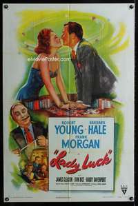 b628 LADY LUCK one-sheet movie poster '46 great romantic gambling image!