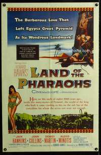 b629 LAND OF THE PHARAOHS one-sheet movie poster '55 Joan Collins, Hawks