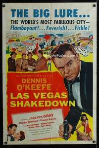 b630 LAS VEGAS SHAKEDOWN one-sheet movie poster '55 O'Keefe, gambling!