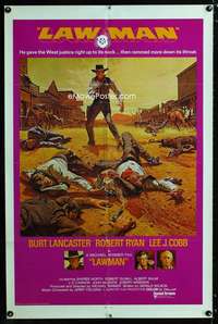 b641 LAWMAN int'l one-sheet movie poster '71 Burt Lancaster, Robert Ryan