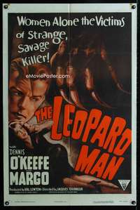 b643 LEOPARD MAN one-sheet movie poster R52 Jacques Tourneur, Val Lewton