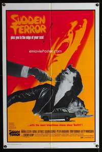 b809 SUDDEN TERROR one-sheet movie poster '71 best chase since Bullitt!