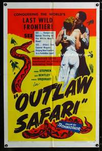b718 OUTLAW SAFARI one-sheet movie poster '57 forbidden love in Africa!