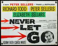 d421 NEVER LET GO English half-sheet movie poster '62 Peter Sellers